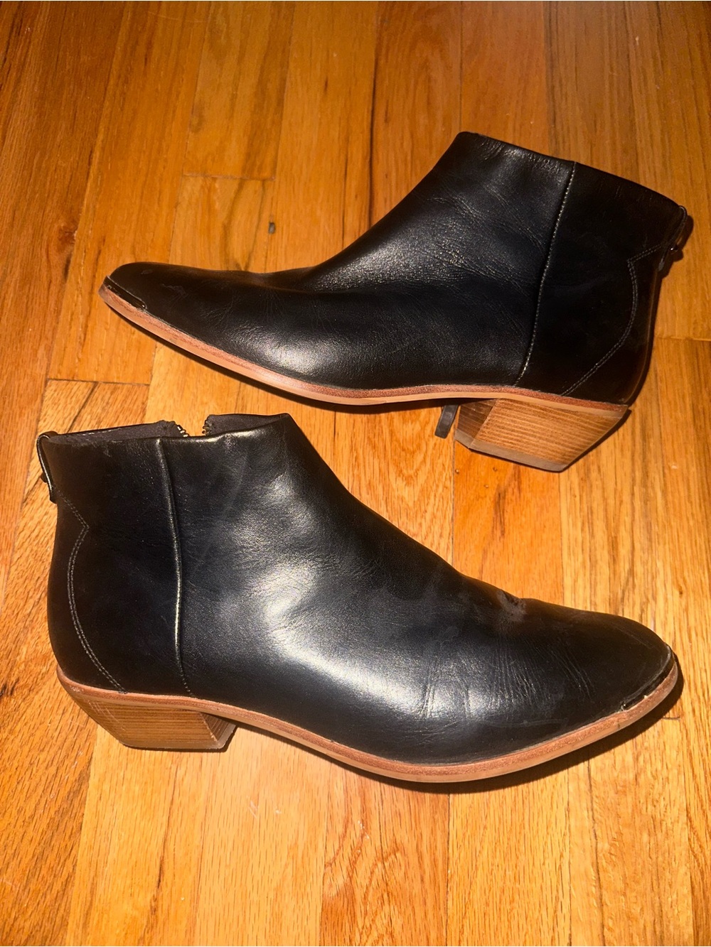 Ted Baker Women's Black Leather Ankle Boots with Low Block Heel